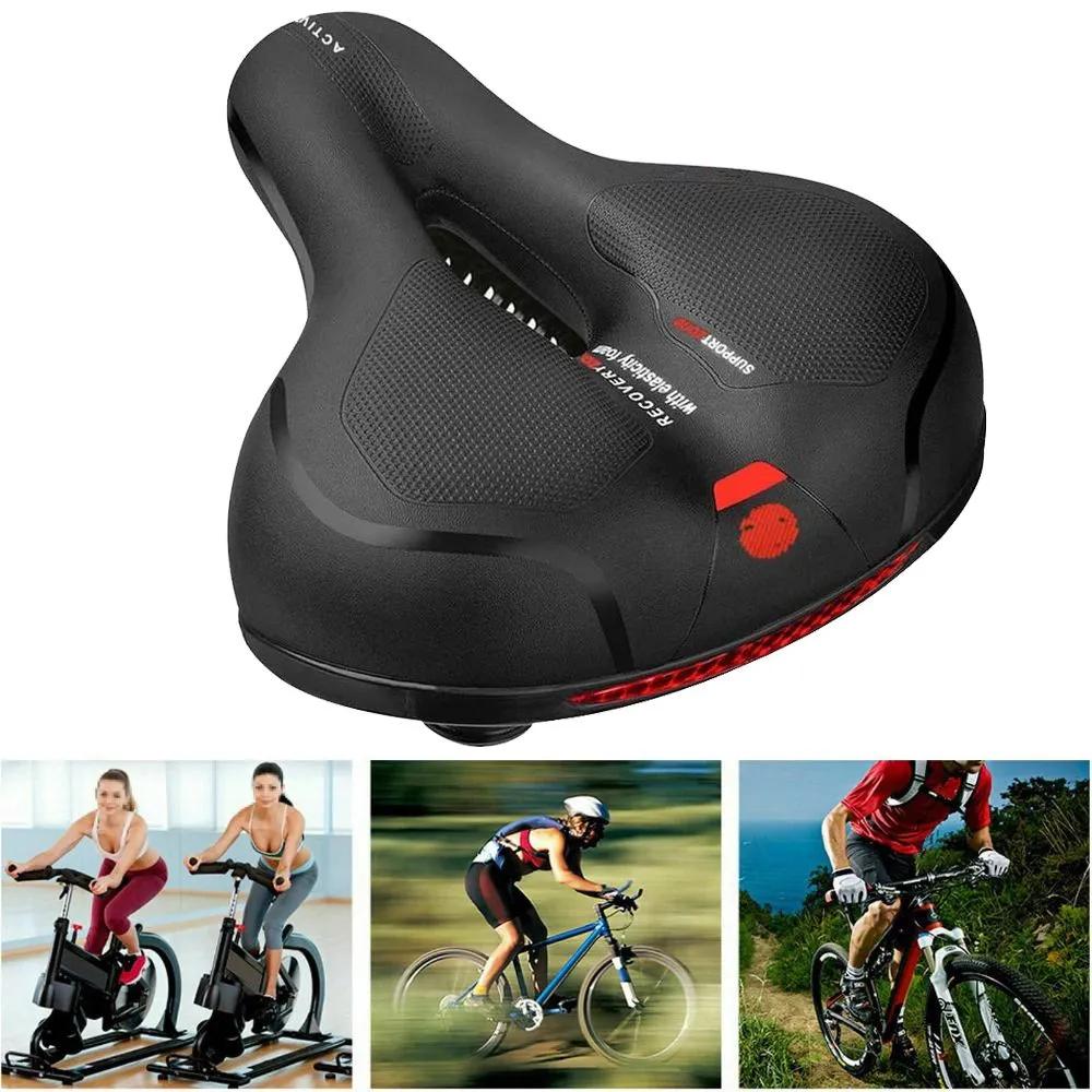 Дышащее велосипедное сиденье Мужское Женское Подушка седла для MTB велосипеда Большое Комфортное сиденье Предупреждение о безопасности для MTB Горного Шоссейного велосипеда