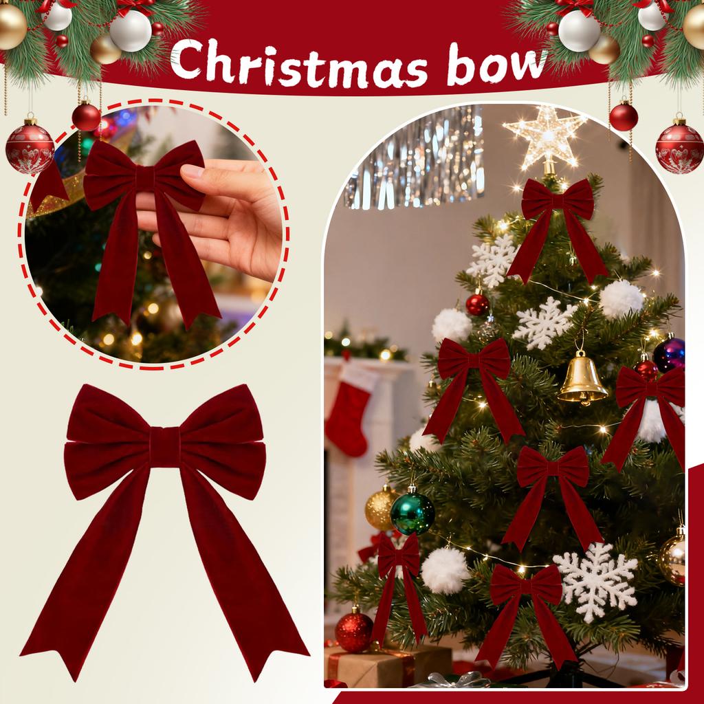Бархатный объемный бант, большое украшение для рождественской елки, украшение для витрины