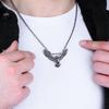Majestic 925k Sterling Silver Eagle Pendant Necklace for Men,  Articulated Moving Wings,  Authentic Byzantine Chain,  Unique Men's Gift