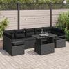 vidaXL 8-Piece Garden Sofa Set with Cushions Black Poly Rattan, vidaXL 2-Seater Garden Sofa with Cushions 3348779
