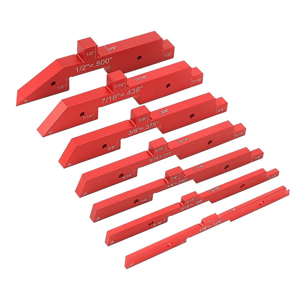 7pcs Different Thickness Setup Blocks Height Gauge Set Red Adjustable Height Gauge Table Saw