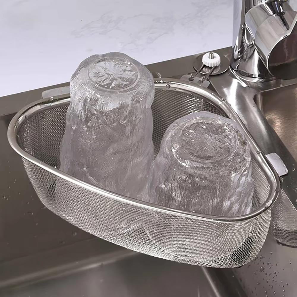 Корзина для слива кухонной раковины Ситечко для раковины из нержавеющей стали Губка Тряпка Подставка для хранения отходов Сетка для мусора Полка Кухонные принадлежности