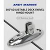 360° Adjustable Bimini Top Mount Swivel Deck Hinge With Rubber Pad Quick Release Pin 316 Stainless Steel Boat Accessories