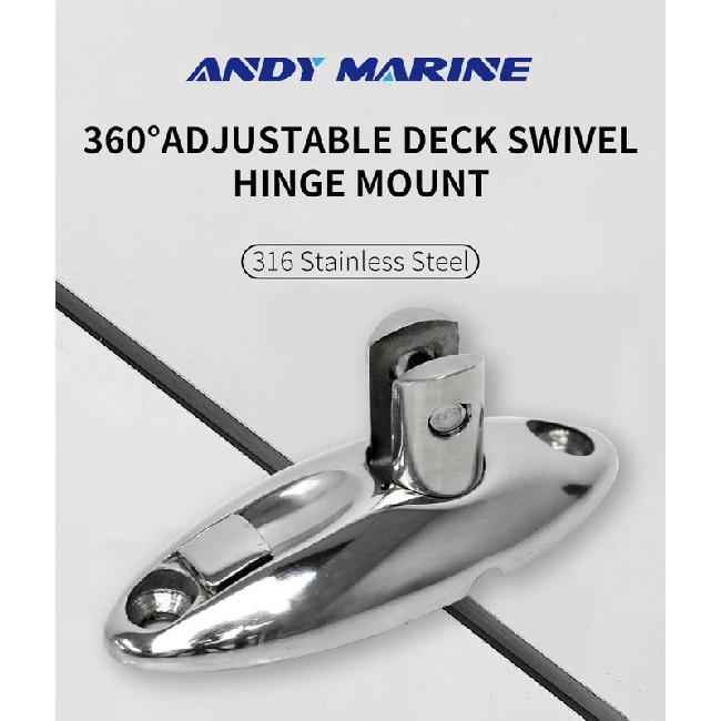 360° Adjustable Bimini Top Mount Swivel Deck Hinge With Rubber Pad Quick Release Pin 316 Stainless Steel Boat Accessories