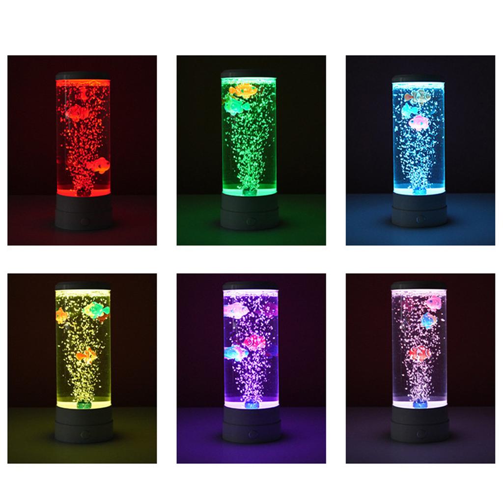 USB Colorful Bubble Fish Lamp Bedroom LED NightLight Color Changing For Home Office Gaming Room Desk Gift Indoor Decor Ornaments