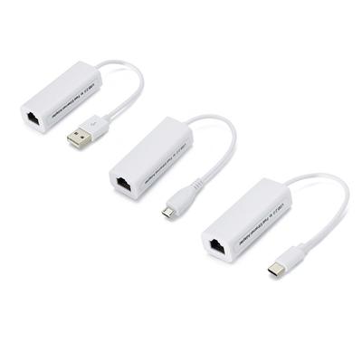 Разветвитель кабеля USB на RJ45 Ethernet Адаптер-удлинитель Micro USB2.0 100 Мбит/с Сетевая карта для планшета Ноутбука ПК Компьютера Android