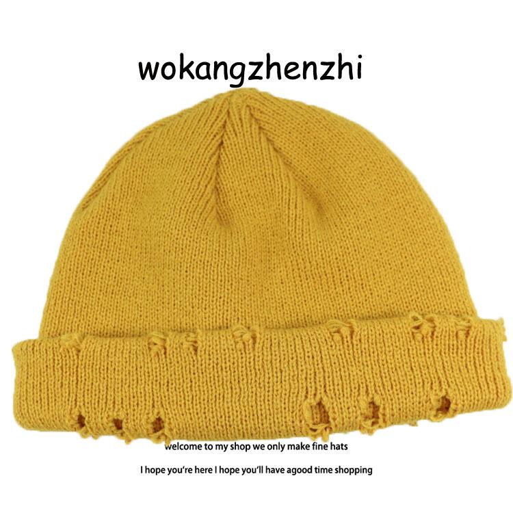 Thickened warm hole knitted wool hat children autumn and winter warm yuppie melon fur hat landlord hat men's bag head cold hat