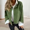 Winter Women Jacket Round Neck Thick Fleece Open Stitch Short Type Cardigan Long