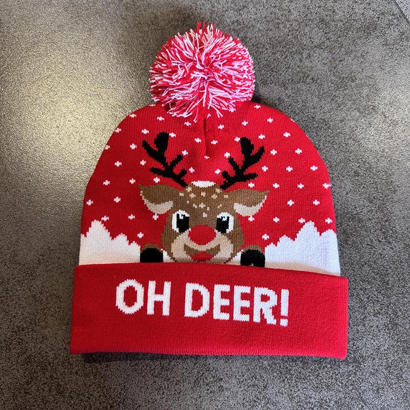 Милый лось снеговик Санта Клаус узор Рождественская тема Теплая вязаная шапка для взрослых Теплая зимняя праздничная мода