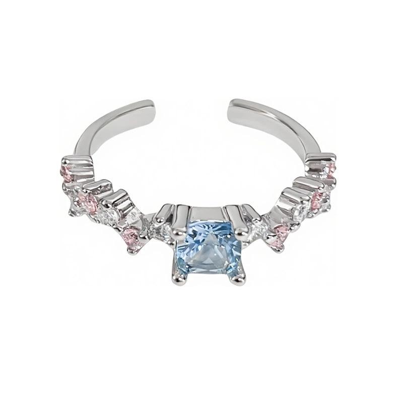 [Symphony Color Qi Ring] Color Treasure Small Sugar Cube Full Of Diamonds Zir*****Pening Ring Light Luxury Advanced Sense Niche Stacking Ring