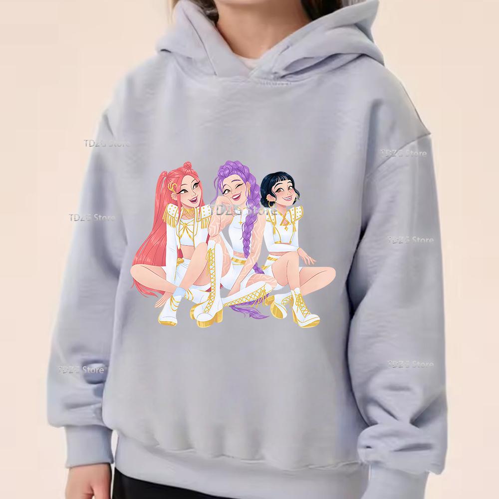 Толстовки и свитшоты Детская мода Девичья группа K-Pop Охотник на демонов Принт Повседневный Спортивный Мальчик Девочка Флис Пуловер Худи Детская одежда с длинным рукавом
