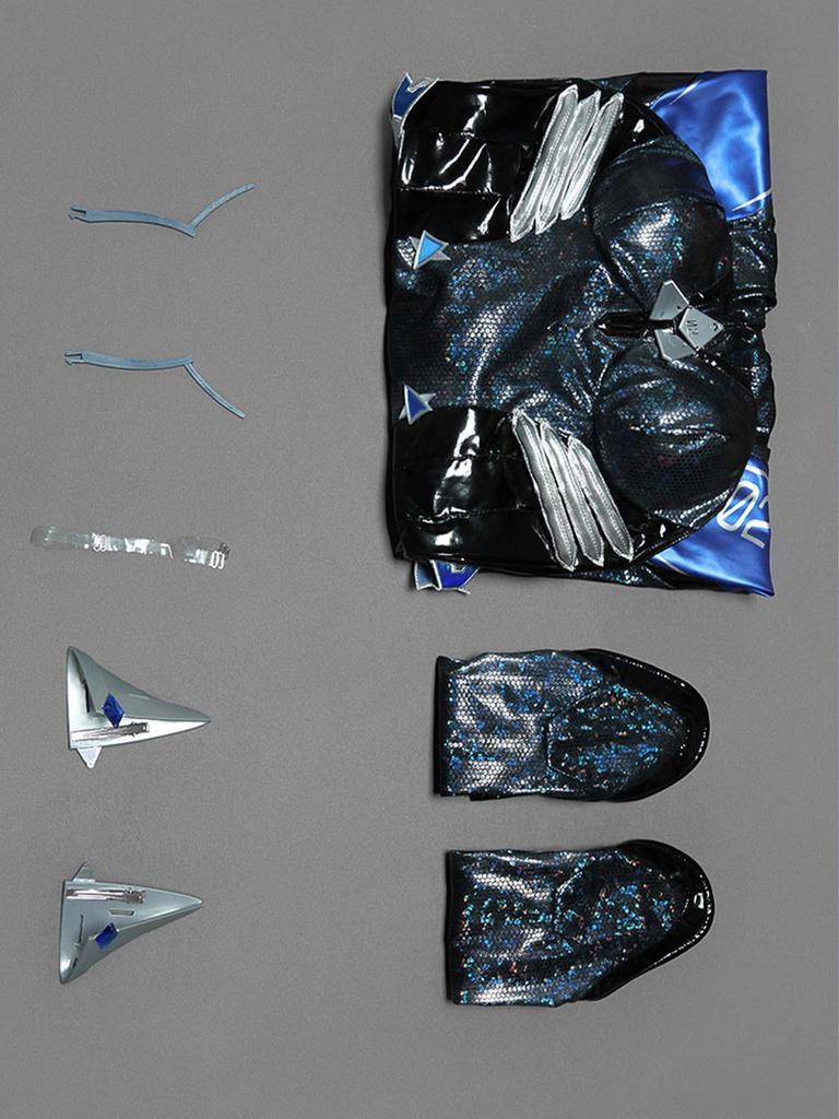 Miccostumes Adult Anime Game Sleeveless Halterneck Bodysuit and Leotard Outfit Cute and Cosplay Black Women's Goddess-Style Set, Moe, Open-Neck,