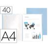 Liderpapel Document Protector Polypropylene Flexible Cover 40 Fixed Pockets A4 220x297mm Opaque Sky Blue