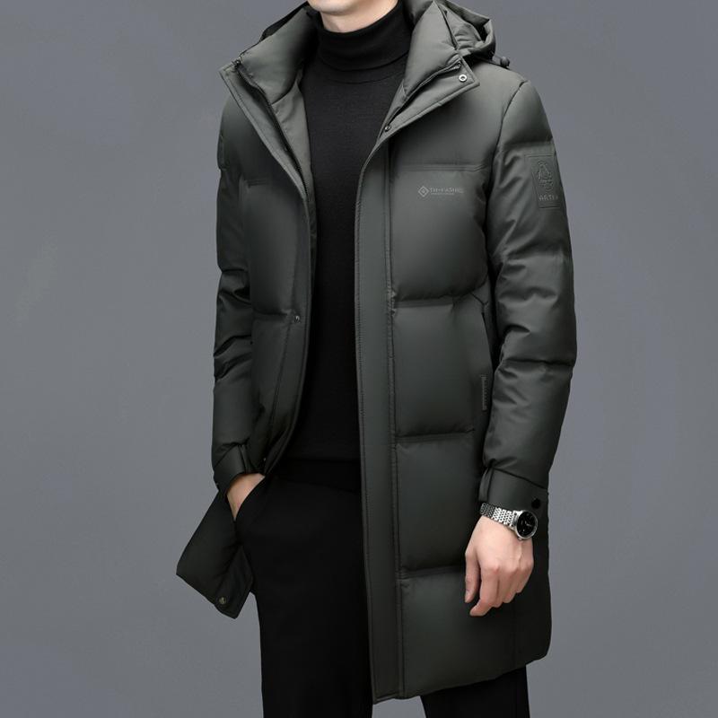 Medium and Long Middle-aged and Elderly Men's Thickened Down Jacket Hooded Casual Jacket Down Jacket Dad Outfit
