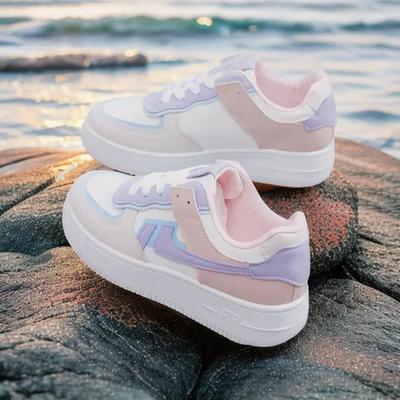 Модная повседневная обувь на плоской подошве со шнуровкой, удобные кроссовки для бега на толстой подошве, дышащие/износостойкие кроссовки с круглым носком