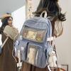 Buckle Badge School Backpack Candy Color Fashion Cute Schoolbag Shoulder Student Bag Teenage Girls College Backpack