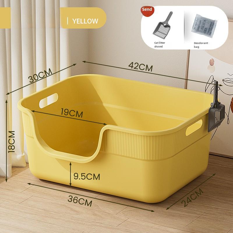 Extra Large Splash-Proof Cat Litter Box with High Sides