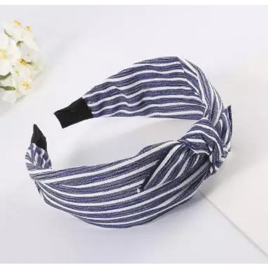 Синяя повязка на голову с бантом, ободок для волос для женщин, аксессуары для волос для взрослых, в горошек, с бантом, повязка на голову для волос, для девочек-подростков, жесткий ободок, полосатый