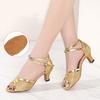 Latin Dance Shoes Adult Female Open Toe Social Dance Shoes 5.5cm Medium Heel Soft Sole