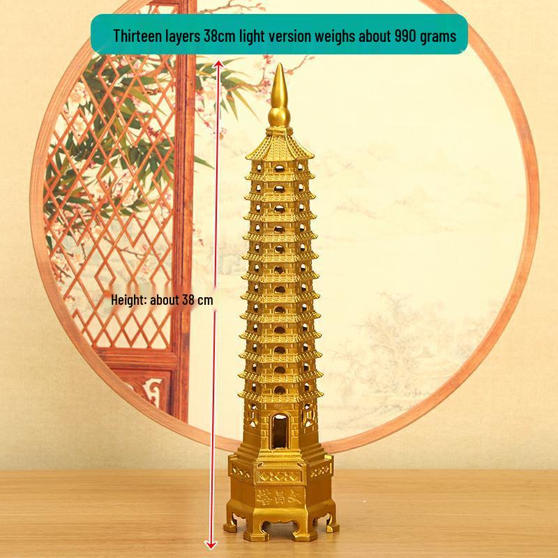 Медное украшение Пагода Вэньчан: Большой, 7-13-слойный китайский буддийский декор для дома и храма