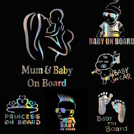 Красочное лазерное окно для тела ребенка в автомобиле, наклейка, светоотражающий предупреждающий знак, декор