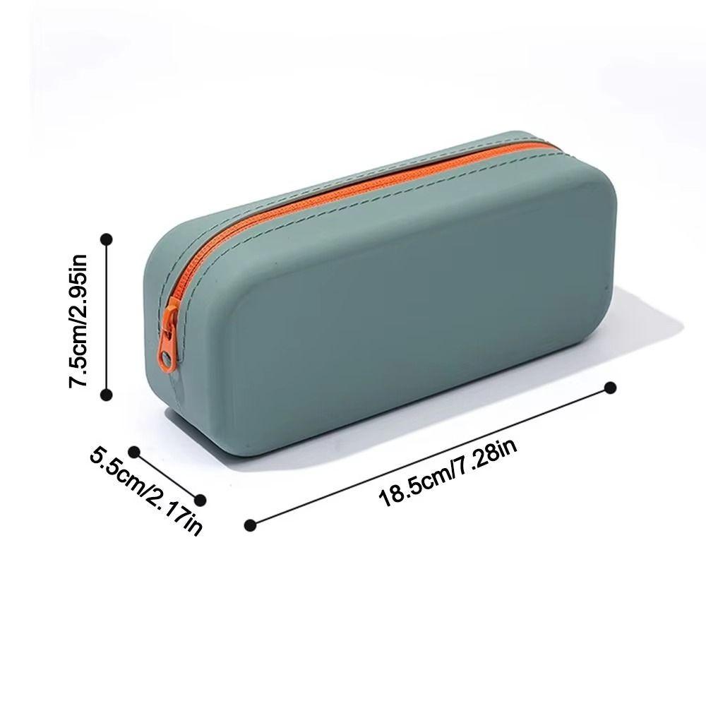 Zippered Pen Bag Silicone Stationery Organizer Portable Pencil Case School Supplies