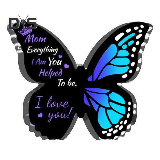 Акриловое украшение в виде бабочки. Подарок маме от дочери или сына. Прозрачное настольное украшение на День матери. Подарок на День святого Валентина.