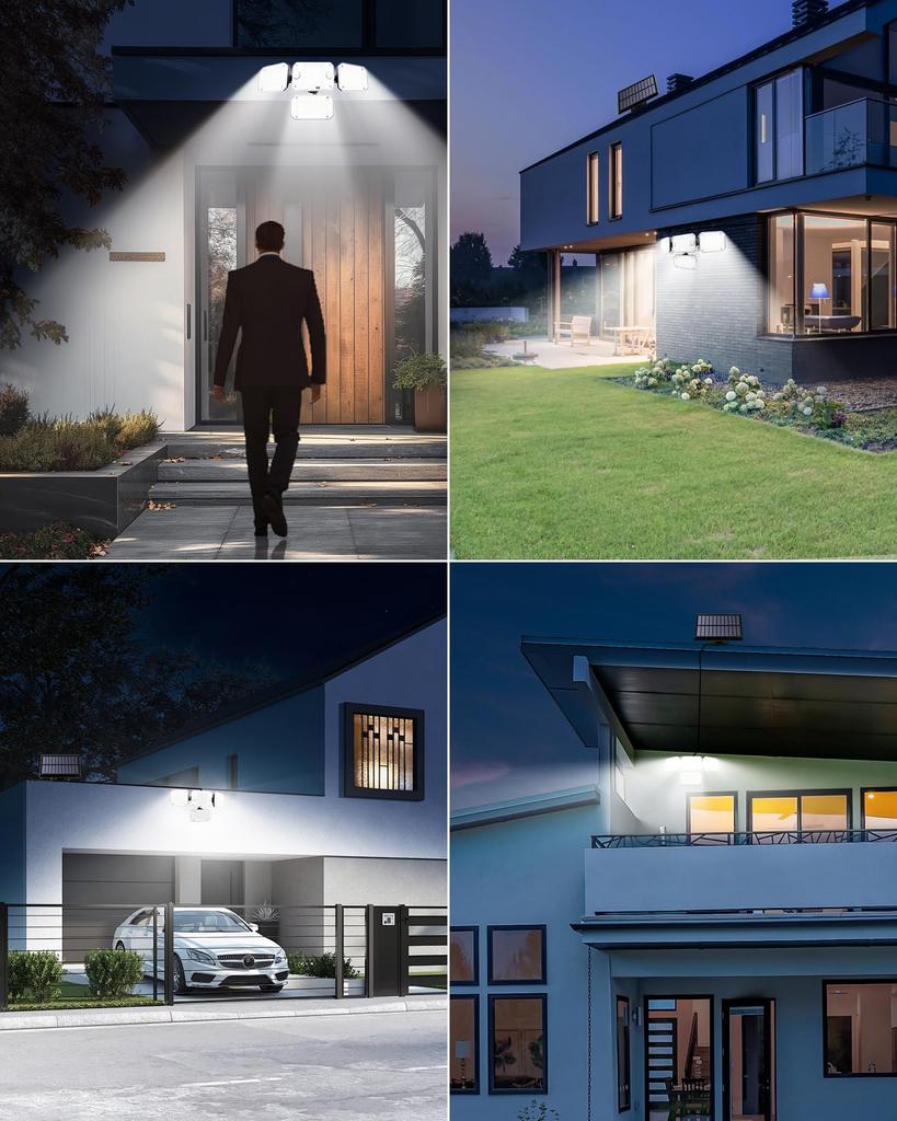 COPPOR Solar Light for Outdoor Use [Two Sensors, Ultra-Wide Detection] Separate Motion Sensor, Solar Powered, 2400mAh High Capacity, 3800 Lumens,