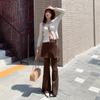 New Arrivals Open Run Women Ribbed Wrap Strap Layered Bootcut Pants