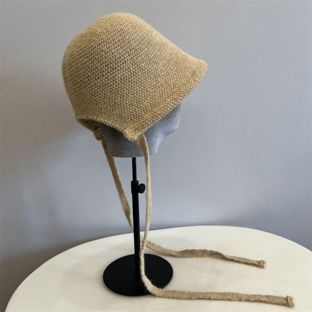 Wool Blend Fisherman Hat Knitted Woolen Basin Hat New Girl's Hat Autumn Winter