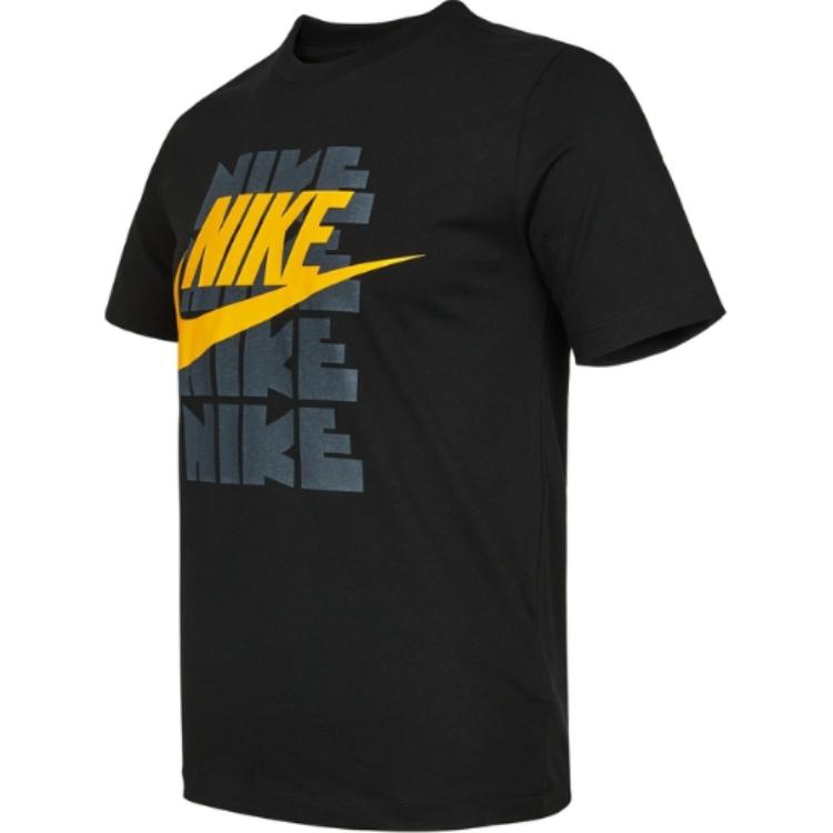 Nike Спортивная одежда, повседневная дышащая футболка с буквенным принтом и круглым вырезом, с коротким рукавом, мужские топы, черные DD3382-010