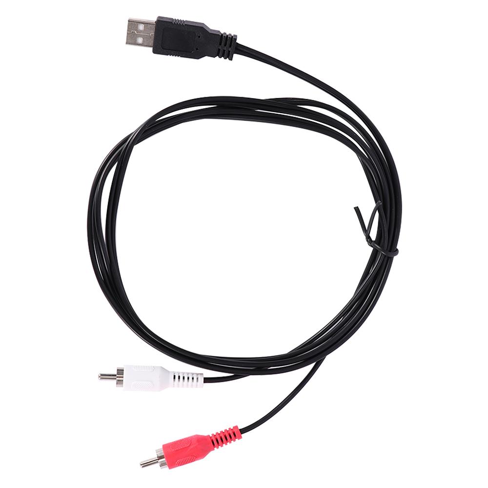 Black 2 RCA Cable Lead USB A Male USB To RCA Audio AV Cable Video Adapter Conversion Line