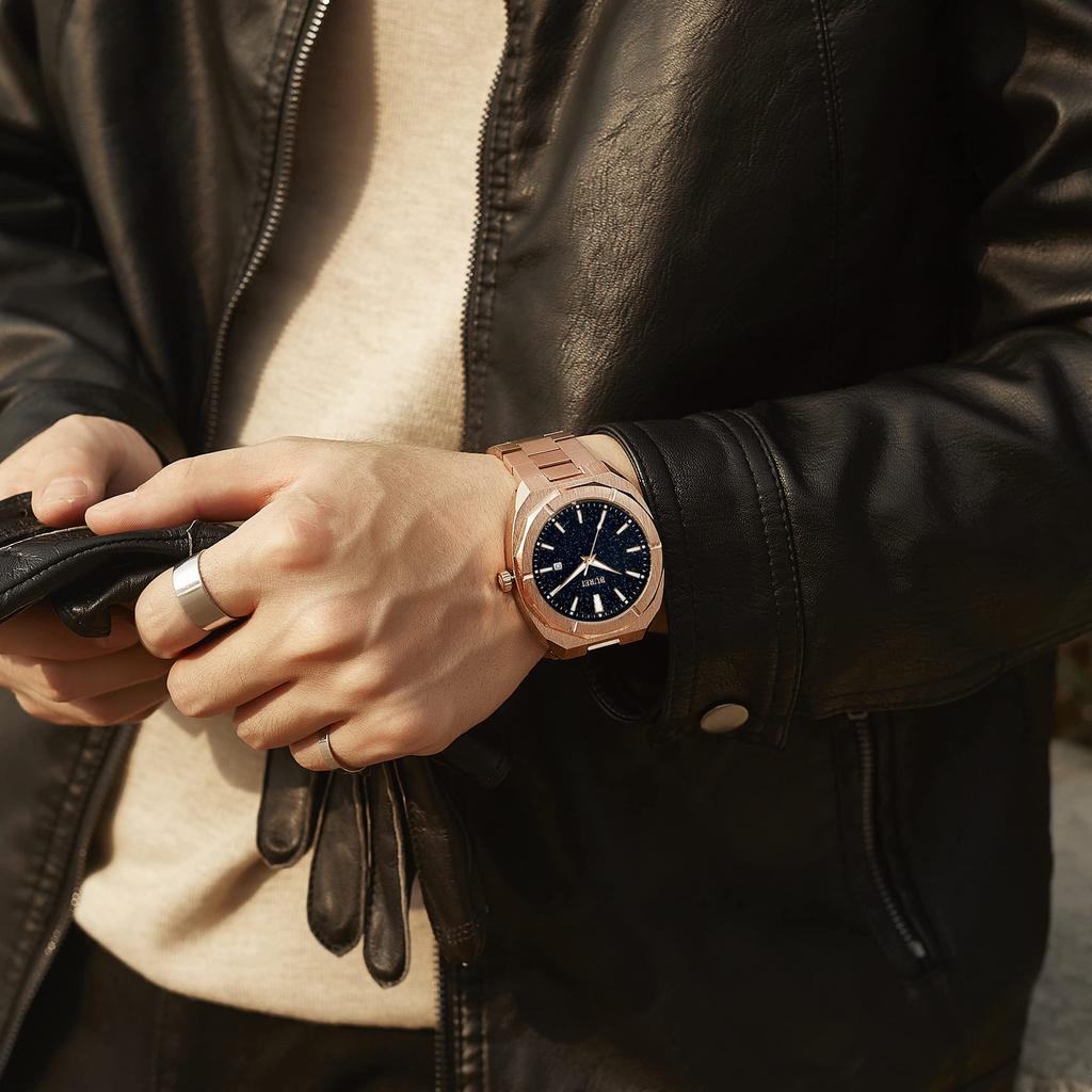 BUREI Analog Quartz Simple for Watch U Men's Watch, Design, Waterproof, Black, Popular, Stylish, Gentlemen, Business, Casual, Luminous,