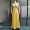 Летняя мода женские халтер V-образный вырез прорезь сзади завязка разрез длинные платья