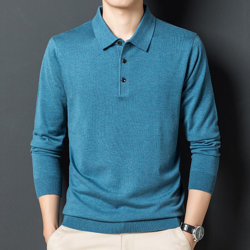 Весенний новый мужской свитер с длинными рукавами, повседневный мужской однотонный свитер с лацканами в корейском стиле для мужчин