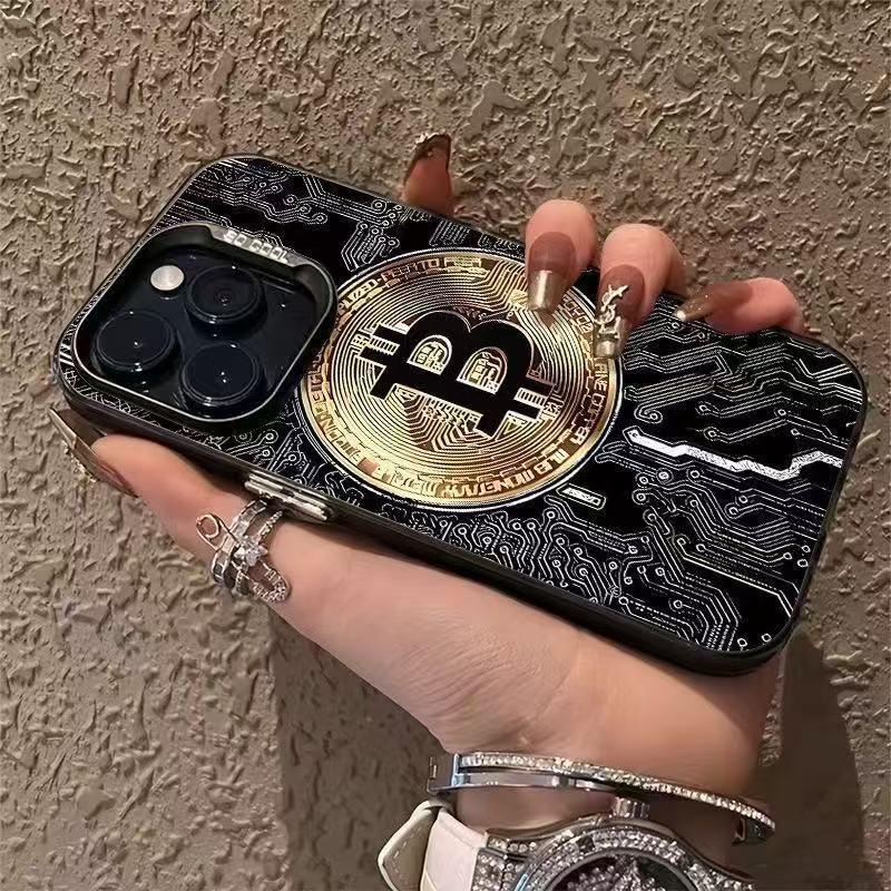 Чехол для Apple iPhone серии 12-17 в тематике Bitcoin: Дизайн «Стань богатым»