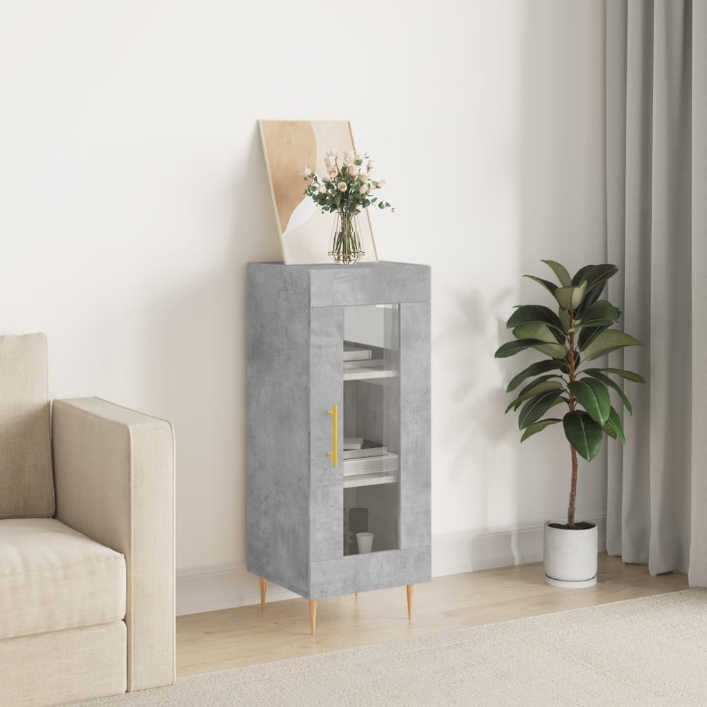 Vidaxl Szafka, Szarość Betonu, 34,5X34X90 Cm, Materiał Drewnopochodny
