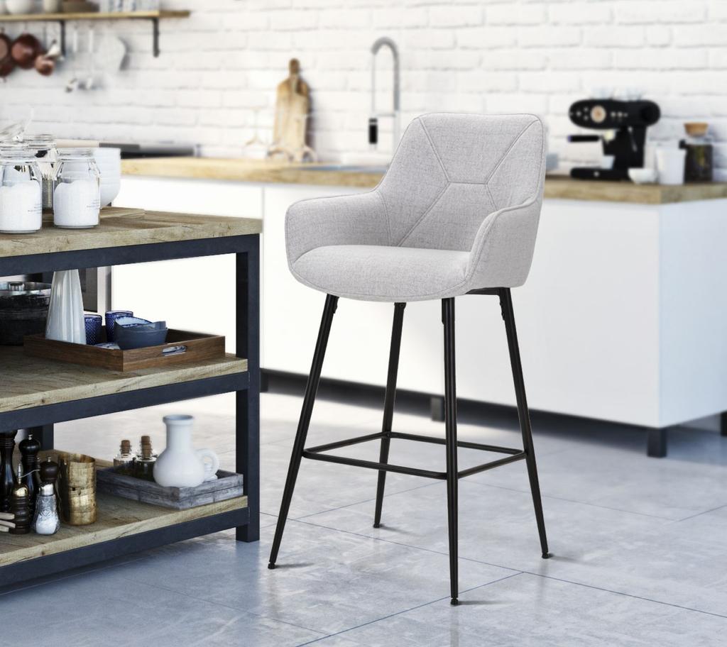 Bar Stool Grey Set 2 Pcs Cm 55X55X109