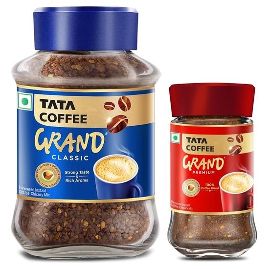 Комбо Tata Coffee | Классический растворимый (90г, Смесь цикория) & Премиум Мгновенный (45 г, 100% Чистый) | Кристаллы для отвара с запечатанным вкусом | Насыщенный аромат