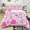 Pink background cute cats and hearts Print Bedding Set 1 Duvet Cover 2 Pillowcases for Adult and Children Luxury Gift Full Size