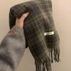 Cozy Winter Scarves for Women, Vintage Green Plaid Wrap with Elegant Tassel - Soft Thickened Fashion Shawl