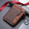 Trendy Luxury Men's Wallet Designer Male Short Zipper Leather 3 Fold Money Clip Card Holder High Quality Retro Coin Purse