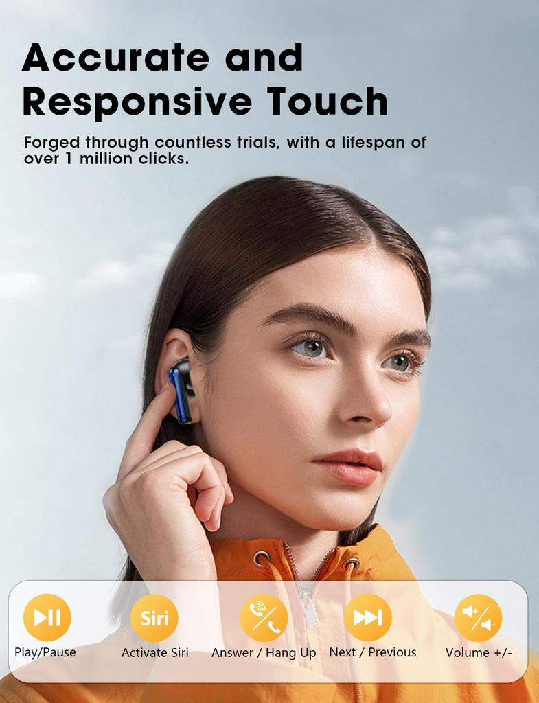 Earphones Bluetooth Wireless Earphones 48 Hours Playback Time Deep Bass LED Display Compactlightweight IPX7 Waterproof Bluetooth Instant Connection