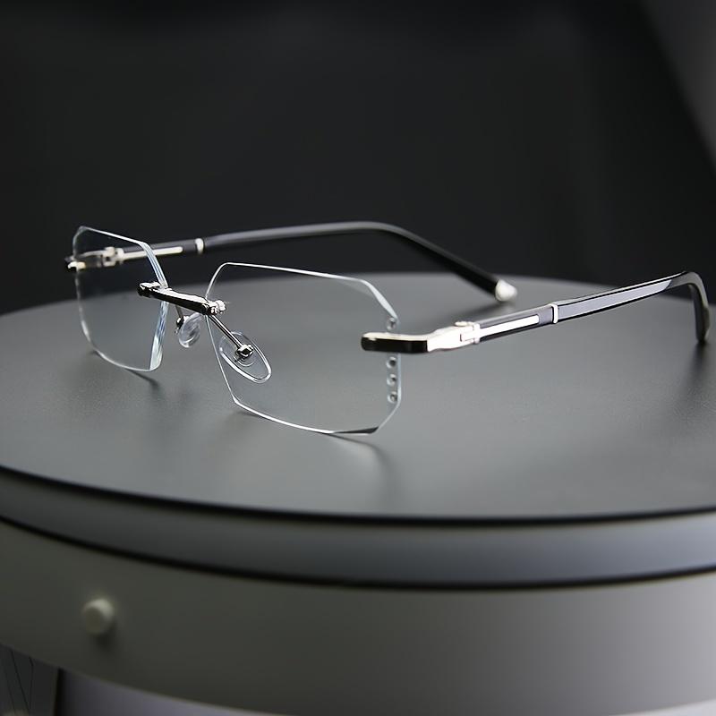 Men Anti Blue Light Computer Glasses Frameless Square Diamond Cut Edge Fashion Women Glasses Very Suitable for Hiking