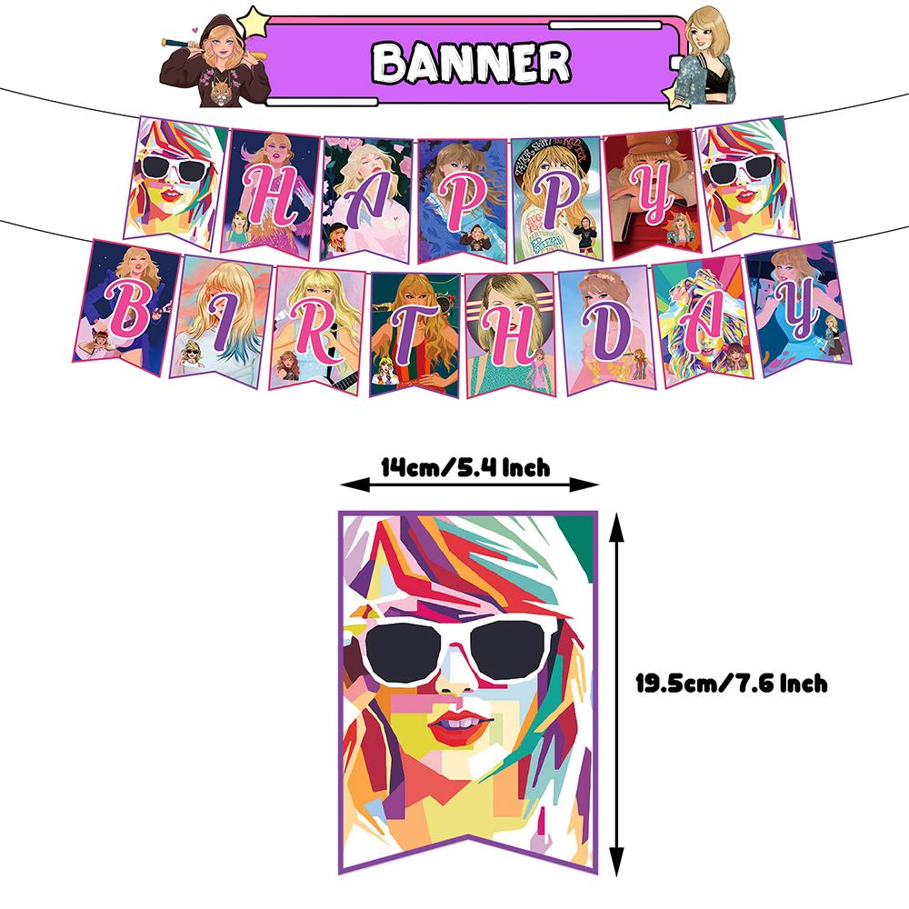 32 шт. Праздничные принадлежности Баннер, Воздушный шар, Топпер для торта для дня рождения в стиле Тейлор Свифт