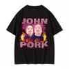 Смешная футболка с графическим принтом мем-персонажа John Pork Pig для мужчин и женщин, юмористический дизайн с культовым лицом из мема, повседневная футболка с круглым вырезом