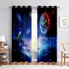Starry Sky And Moon Night View 3d Printed Curtains Suitable For Bedroom, Living Room, Study Room Decorative Curtains 2 Pieces