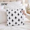 Removable Washable Cushion Shells Halloween Ghost Cover, Fuzzy Throw Pillow 18x18 Inch Versatile Square Covers Plush Case for Sofa Couch Home Holiday