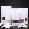 100pcs White Frosted Window Thick Kraft Paper Self-supporting Bag Candy Snacks Moisture-proof Seal Packing Bag Home Furnishings Storage Self Seal Bag