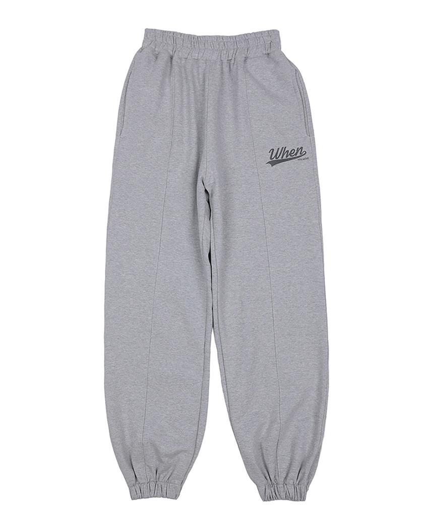 WHEN YOU MOVE Crack Tail Logo Sweatpants Melange Gray